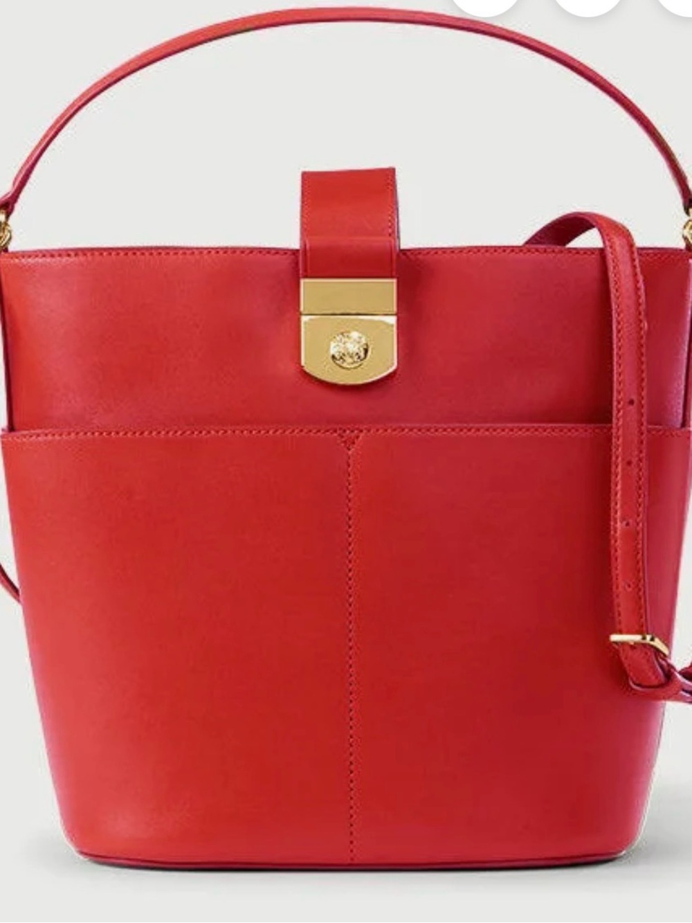 Veronica Beard Women's Crest Lock Small Leather Bucket Bag - Red